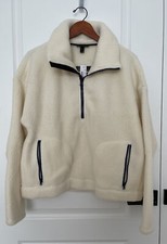 J Crew Polartec Sherpa Half-zip, Bright ivory, XL, NWT