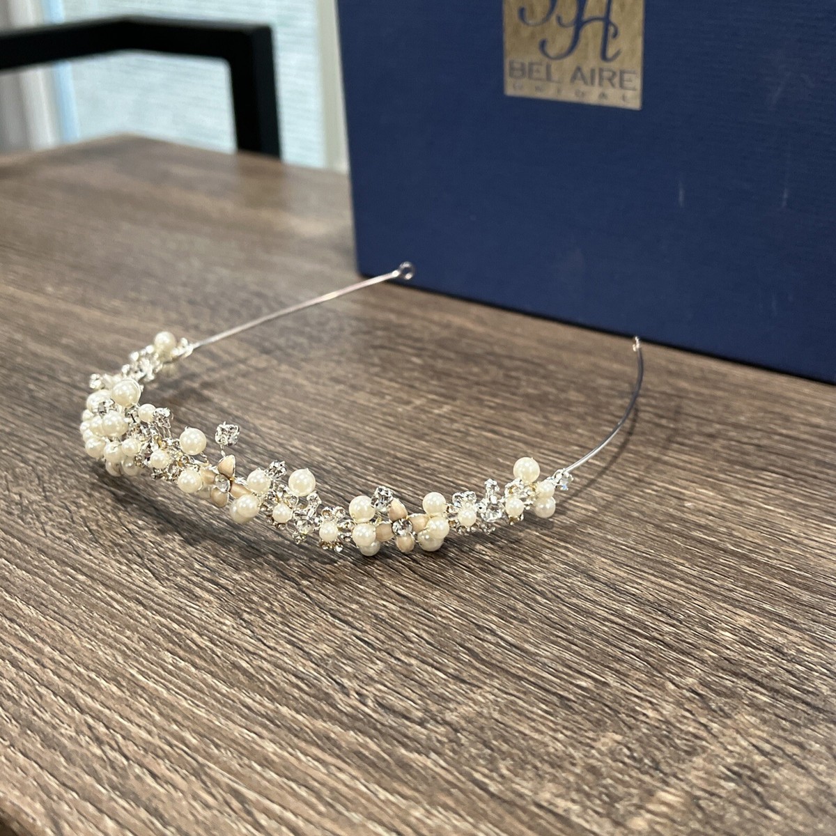 Bel-Aire Bridal Headpiece Rhinestone and Pearl Bandeau Style 6413 Bel Aire Bridal​ Rhinestone Tiara Headpiece Rhinestone Pearl  main image 4