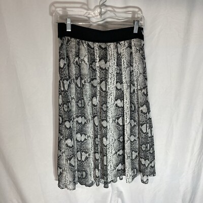 WHITE HOUSE BLACK MARKET gray black snake skin print overlay aline skirt 6