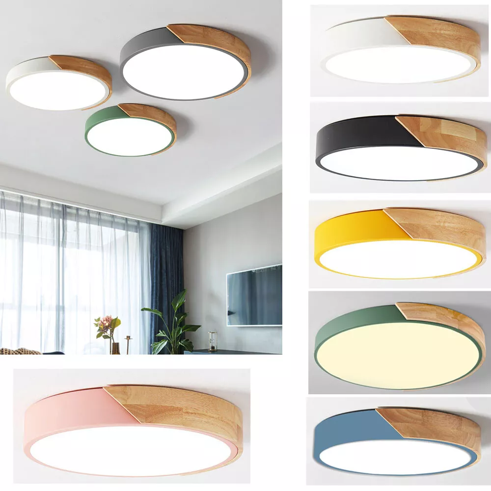 Ultra thin LED Ceiling Light Modern Wood Shell Wall Lamp Flush