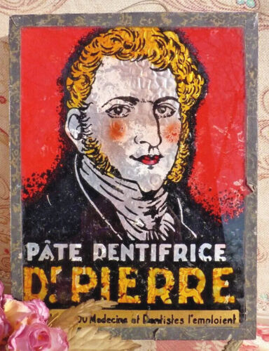 ANCIENNE PUBLICITÉ « Pâte Dentifrice Dr.Pierre » en VERRE ÉGLOMISÉ XIXe - Bild 1 von 7
