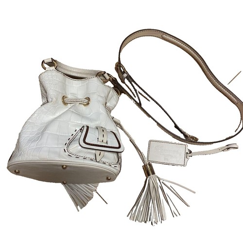 Lancel Premier Flirt 2 Way Shoulder Handbag Tassel Bucket Ivory 