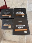 New In Box 4 Pc Plateful Titanium Pot, Saucepan, Wok & Frying Pan 8 Pc Inc Lids
