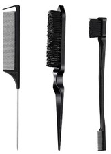 3Pc Hair Styling Brush Set Edge Control Comb Rat Tail Smooth Frizz Taming