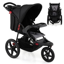 COSTWAY Jogging Stroller Foldable Jogger with Adjustable Canopy