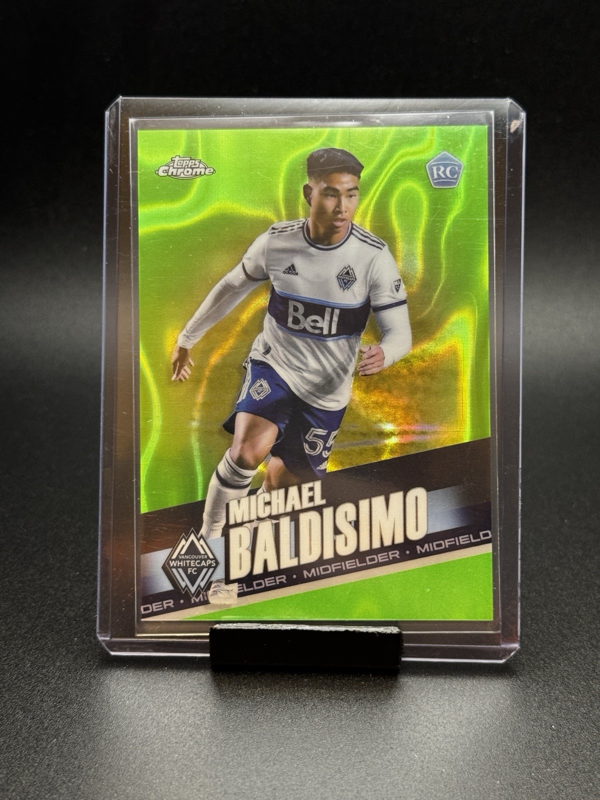 2022 Topps Chrome MLS Neon Green Lava Refractor Whitecaps Michael Baldisimo /99