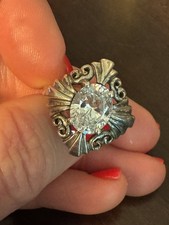 Kabana Sterling Silver Oval Cut Clear Cubic Zirconia Ring, Size 8.25