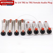 8x 1/4 TRS to TRS Female Audio Feed Thru Connector for D panel mounting