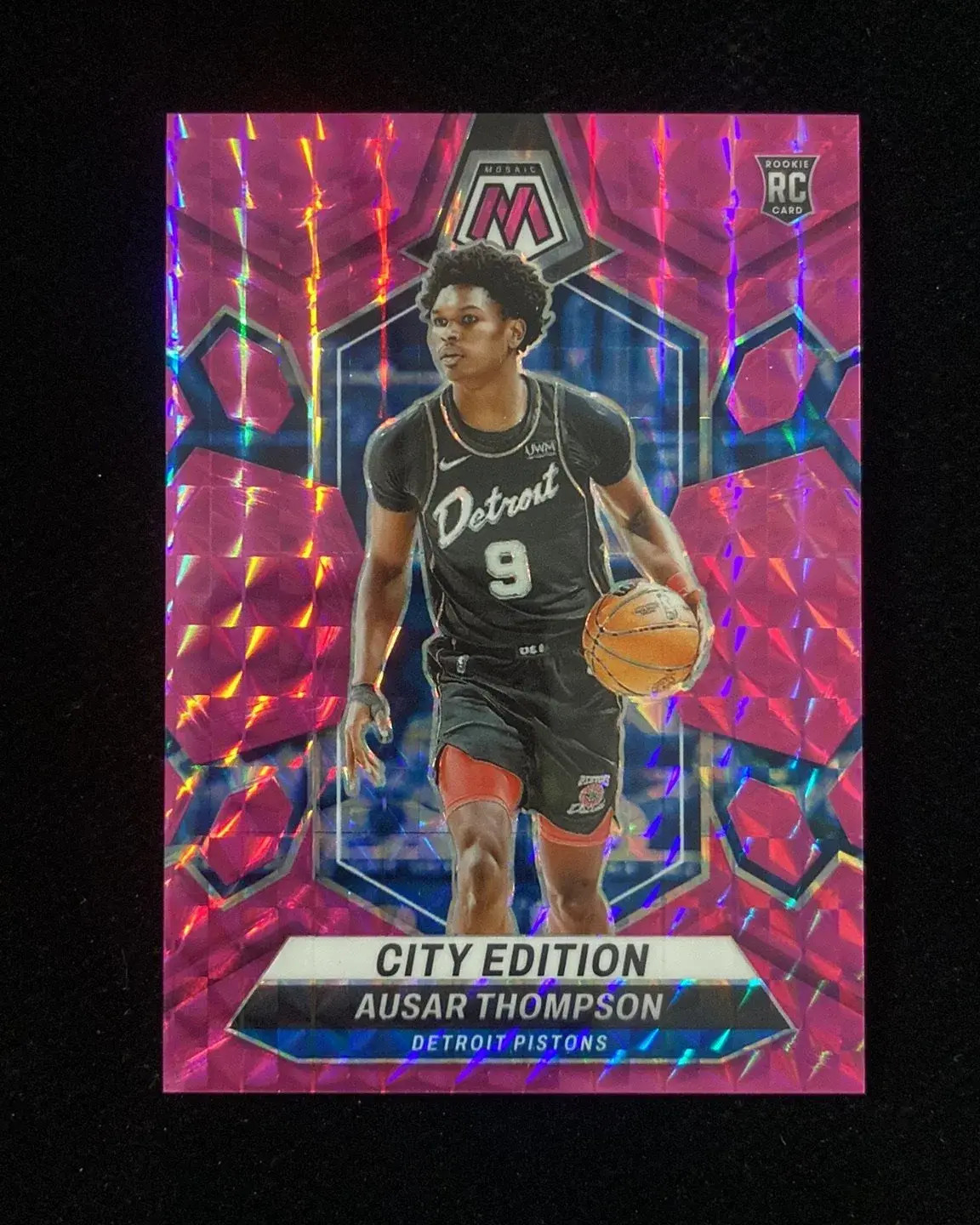 2023-24 Panini Mosaic City Edition Pink #290 Ausar Thompson RC Rookie 85/149 wil