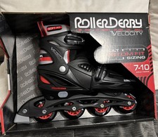 Unisex Roller Derby Velocity Black Silver Red Inline Skates Adult Sizes 7-10
