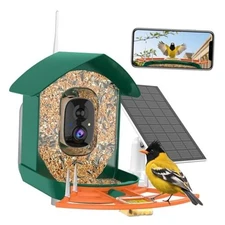 Bird Feeder with Camera,WiFi Smart Bird House with Cam Solar Powered Dark Green