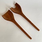 Vtg Mid Century Danish Modern Large Teak Wood Salad Spoon & Fork Serving Set 12" — photo 7