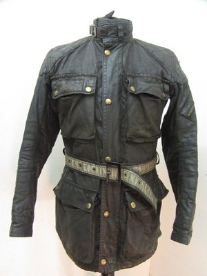 VINTAGE 80'S BELSTAFF TOURMASTER TROPHY WAX COTTON MOTORRADJACKE SIZE S, UK