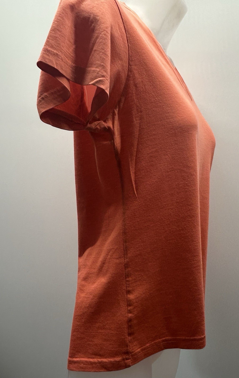 T shirt Ralph Lauren Sport arancione blu pony scollo a V manica corta donna taglia M