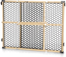 Bamboo Baby Gate for Doorways, No Drill Gate with Door, Dog Gates, Fits 28"-42",
