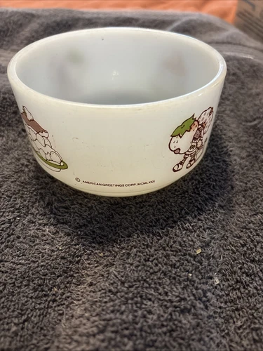 Anchor Hocking Fire King Bowl Strawberry Shortcake Vintage 1980 Milk Glass Bowl