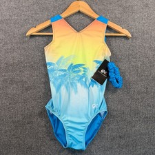 GK Elite Leotard Gymnastics Palm Trees Beach Sunset Silhouette Ombre Leo CM NEW