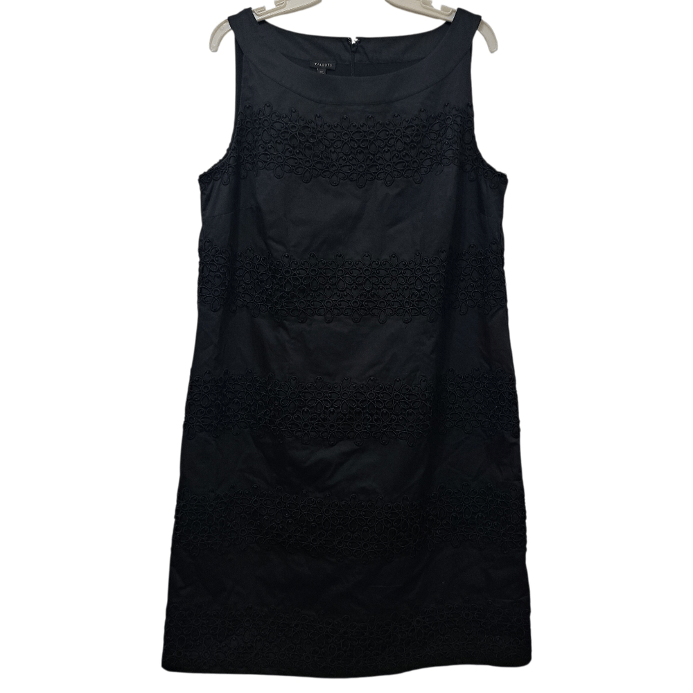 Talbots Embroidered Lace Office Casual Sleeveless Shift Dress Black Size 14 NWT