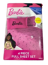 BARBIE CHEVRON 4pc FULL Sheet Set 1 Fitted, 1 Flat Sheet  2 Pillowcase 9B027K