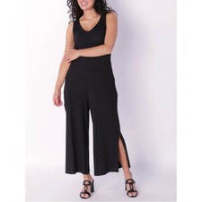 Cuddl Duds Regular Wide Leg Flexwear v-Neck Jumpsuit Black Large Soft Lounge