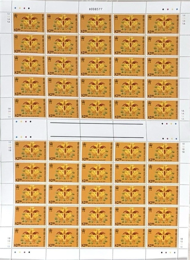 China-Hong Kong-HK-GB Stamp Scott #780/83 Sheets 50 Set Gutter MNH Lunar Year Ox - Image 2 of 4