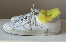 PHILIPPE MODEL Sneaker Schuhe Leder Weiß Fell Gelb 40 Sehr Guter Zustand NP320€