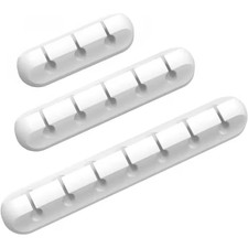 Cable Organizer 3 Pack Silicone Cord Holder White USB Wire Management Clips for