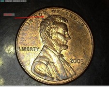 2003 - Lincoln Memorial cent- Die Crack at Lincoln's head
