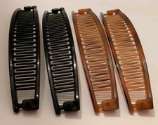 Vintage Banana Hair Clip Comb Lot - 4 Pack Retro Black Tortoiseshell 80s