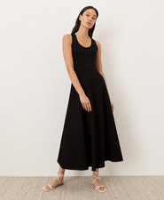 NEW PACT Organic Fit Flare Open Back Maxi Dress, Black
