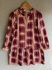 Loft Dress Womens SP Geometric Floral Flounce Boho Romance Satin Flutter Elegant