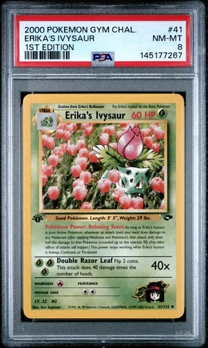 2000 POKEMON GYM CHALLENGE 1ST EDITION #41 ERIKA'S IVYSAUR PSA 8
