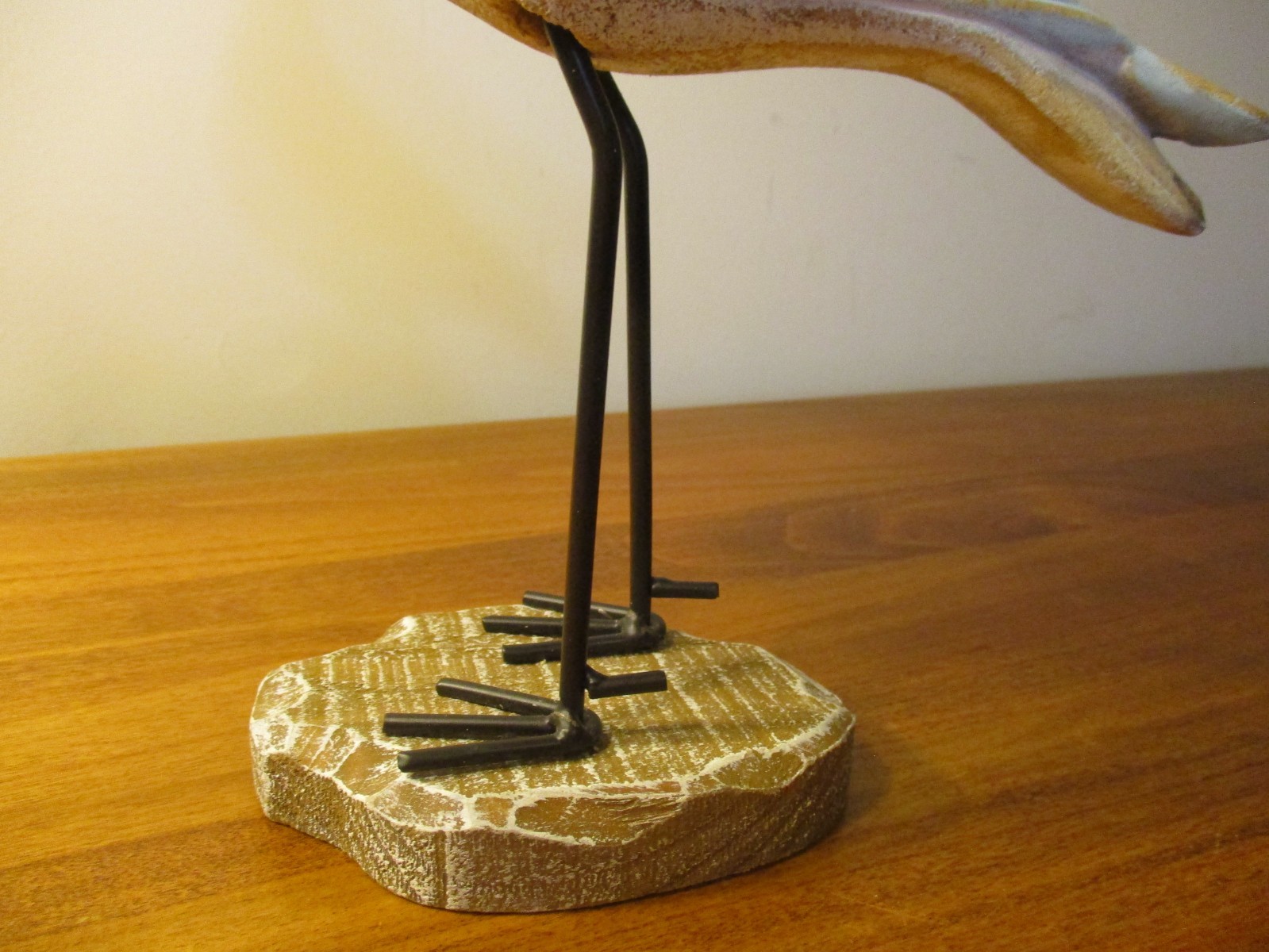 Hand Carved Hand Painted Sandpiper Bird. Wood & Metal. 1 ft. Height.