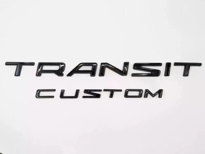For Ford TRANSIT CUSTOM Gloss Black Badges Rear Tailgate & Barn Door Van 14-22 - Image 1 of 3