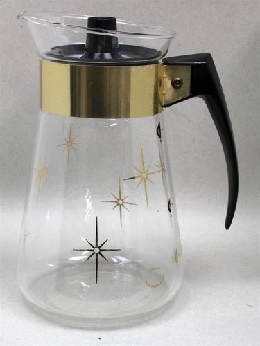 Vintage Pyrex Corning MCM Atomic Star Burst 6-Cup Coffee Pot Carafe Heatproof