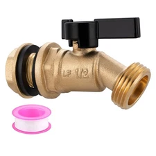 Brass Water Container Rain Barrel Spigot Kit 1/2" Inlet to 3/4" GHT Male Thread