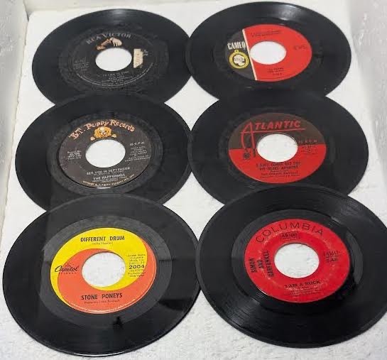 Pk "C"-6 45rpms SimonGar/Rascals/?&Myst/pAnka/Happenings/stonePoneys WORN-GOOD