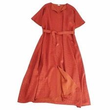 Hermes One Piece 2024SS Belted Total Pattern Silk Jacquard Womens 34 Used MOLO-0