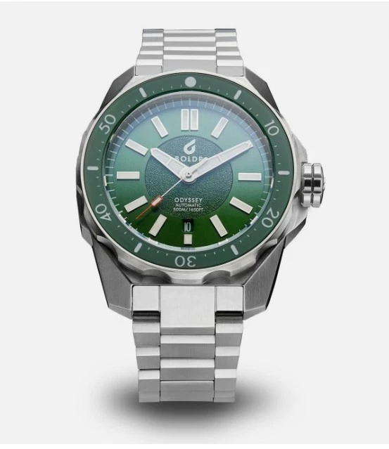 BOLDR ODYSSEY - Montre Automatique Plongée Homme 300m, Cadran Rouge, Boîtier Acier 40mm