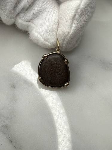 14k Yellow Gold Black Opal Pendant Large - Picture 5 of 13