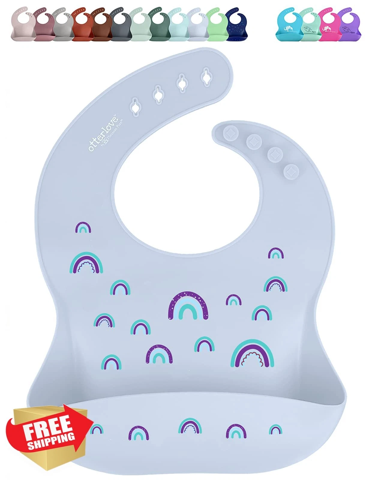 otterlove Rainbow Silicone Bib