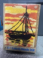 Vintage 1980 NOS Sealed Latch Hook Kit Mountain Sunset USA 12x12 Boho