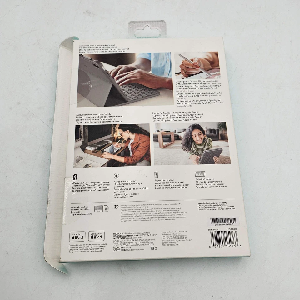 New Logitech Slim Folio 10th Generation A16 Case with Integrated Keyboard - Image 2 of 3