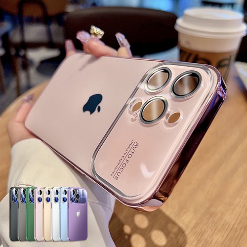 For iPhone 14 Pro Max 13 12 11 Electroplated Case Large Window Glass Lens Cover - Picture 1 of 63