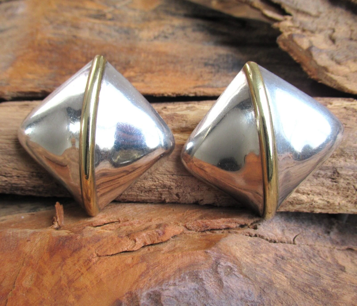 Vintage Taxco Mexico 925 Sterling Silver Clip On Earrings TA 03