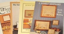 Sampler Cross Stitch Patterns YOU CHOOSE Alphabet Family Birth Wedding Shaker