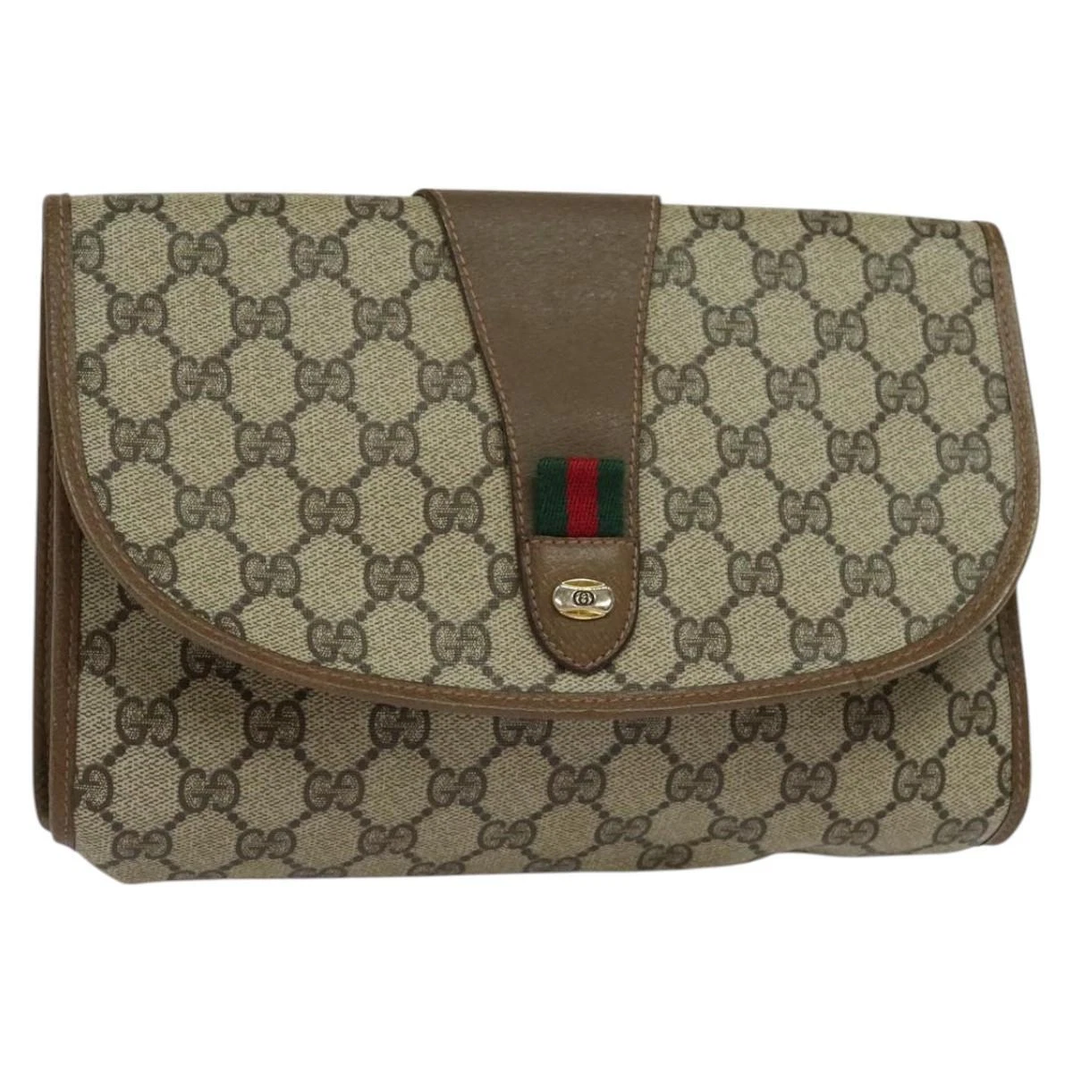Sac pochette GUCCI GG Supreme Web Sherry Line PVC beige 89 01 030 authentique 114183
