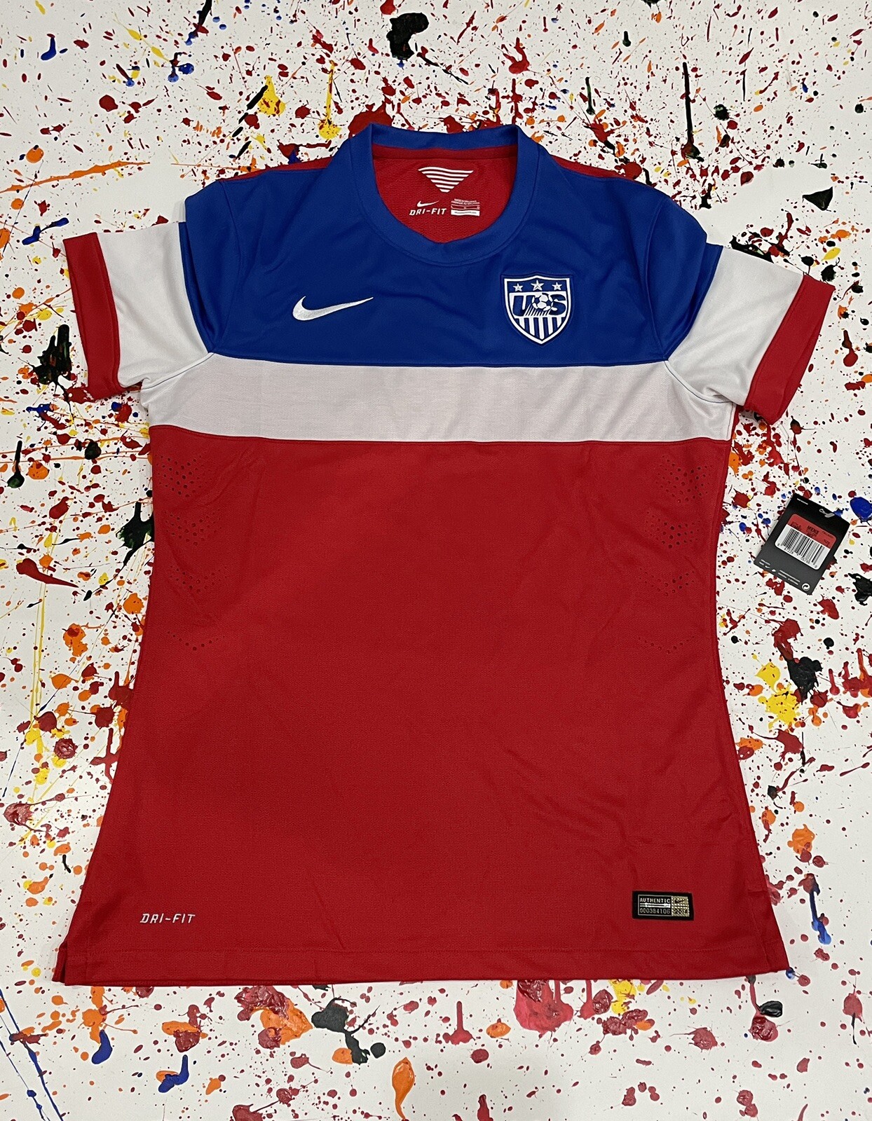 NIKE USMNT 2014 WORLD CUP BOMB POP PLAYER MATCH JERSEY USA SZ L 578657-657 AWAY
