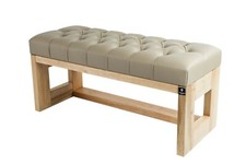 M-Deko LPP-6 Neu OVP Sitzbank Bank Hocker Gesteppt Kunstleder Beige Holz Erle