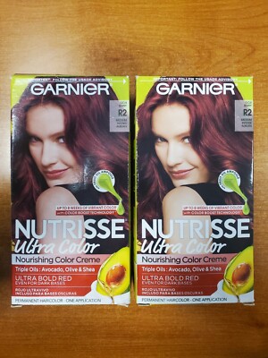 2 Pk: Garnier ColorNutrisse Nourishing Hair Color #R2 Medium Intense Auburn (D2)